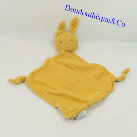 Doudou plat lapin LIEWOOD lange losange jaune moutarde 40 cm