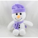 Peluche bonhomme de neige MILKA chocolat écharpe et bonnet violet 27 cm