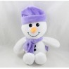 Peluche bonhomme de neige MILKA chocolat écharpe et bonnet violet 27 cm