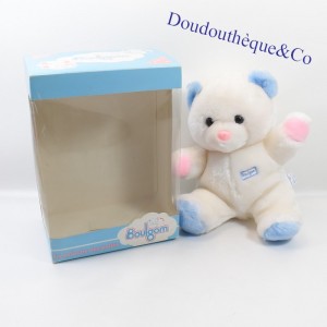 Teddy bear BOULGOM blue white vintage pink nose 30 cm NEW