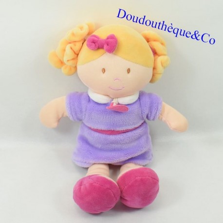 Puppe DOUDOU ET COMPAGNIE blondes und lila Kleid Les Demoiselles 29 cm Puppe DOUDOU ET COMPAGNIE blondes und lila Kleid Les Demoiselles 29 cm