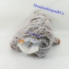 Peluche marionnette castor FIZZY chiné gris et blanc 25 cm
