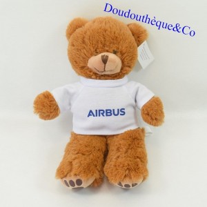 Peluche ours AIRBUS peluche publicitaire tee shirt blanc 29 cm NEUF