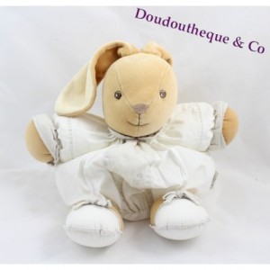 Peluche Lapin Lin KALOO patapouf blanc et beige fleur