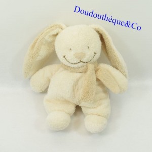 Conejo de peluche NICOTOY bufanda beige ecru gran sonrisa 18 cm