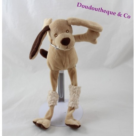 Doudou dog THE PETITES MARIE brown beige long legs 30 cm
