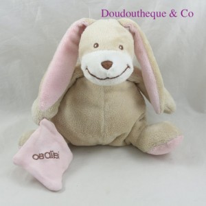 Doudou handkerchief rabbit OBAIBI pink beige