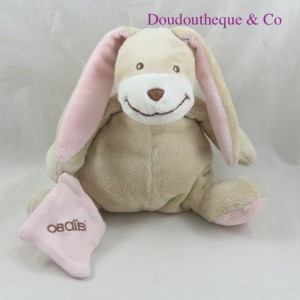 Doudou mouchoir lapin OBAIBI beige rose