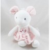 Plush mouse TEX pink pink white bird embroidered Carrefour 19 cm