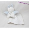 Doudou rabbit BERLINGOT blue white Crown 14 cm handkerchief