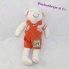 Doudou pig MOULIN ROTY The big family orange overalls 22 cm