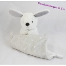 Doudou mouchoir lapin SIMBA TOYS BENELUX blanc gris Nicotoy 35 cm