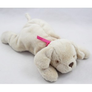 Peluche bébé chiot SIMBA TOYS Nicotoy beige noeud rose tissu chien 22 cm
