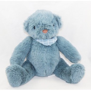 Plush bear PRIMATIS B blue bandana plaid fabrics 20 cm