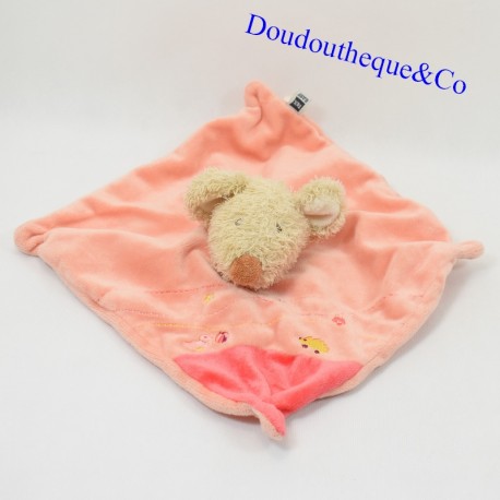 Doudou flache Maus TEX CARREFOUR rosa Stickerei Igel 23 cm Doudou flache Maus TEX CARREFOUR rosa Stickerei Igel 23 cm