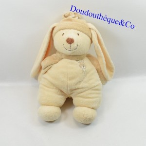 Plush rabbit NICOTOY beige scarf and smiling cap 35 cm
