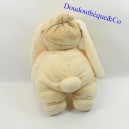 Plush rabbit NICOTOY beige scarf and smiling cap 35 cm