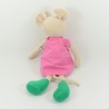 Doudou ratón MOULIN ROTY mademoiselle Vestido rosa verde bisel