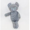 Doudou bear SMALL BOAT stripes navy blue face turquoise blue 19 cm