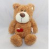 Plush bear GUND light brown red heart long hair 21 cm