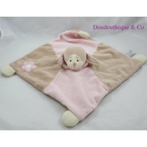 Doudou pecora piatta SOFT FRIENDS marrone rosa