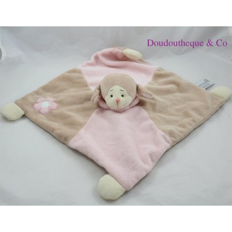 Doudou plat mouton SOFT FRIENDS rose marron