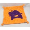 Doudou plat Hino le rhino DPAM carré orange violet rayé Du Pareil au Même 27 cm