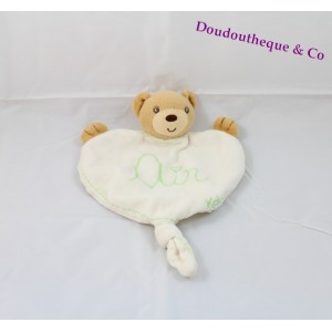 Flat cuddly toy bear KALOO Ecological air beige green a knot 25 cm