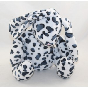 Doudou lapin DPAM Du Pareil au Même motif léopard noir gris blanc 20 cm