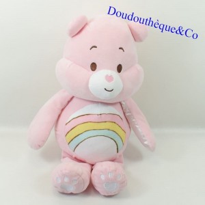 Peluche ours Bisounours CARE BEARS Grosfarceur rose motif arc en ciel  40 cm