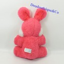 Plush rabbit teddy bear pink white vintage tongue pulled 26 cm