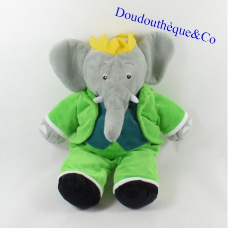 Peluche éléphant Babar Les aventures de Badou bouillotte 40 cm