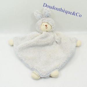 Flat cuddly toy bear BUKOWSKI beige gray disguised as rabbit 30 cm
