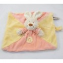 Doudou plat lapin THE PLUSHIES COLLECTION LOMBOK jaune rose attache tétine