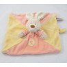 Doudou plat lapin THE PLUSHIES COLLECTION LOMBOK jaune rose attache tétine