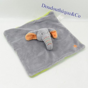 Doudou plat éléphant HAPPY HORSE étoile orange 24 cm