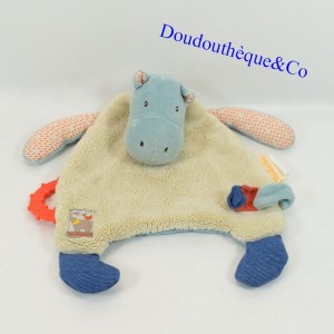 Doudou hippopotame MOULIN ROTY Les Papoum attache tétine 26 cm