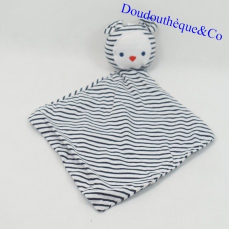 Flacher Kuscheltierbär OBAIBI OKAIDI gestreift weiß und blau 34 cm Flacher Kuscheltierbär OBAIBI OKAIDI gestreift weiß und blau 34 cm