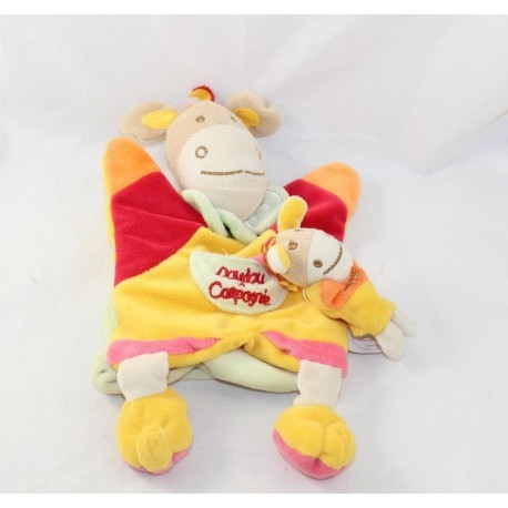 Doudou Marionette Esel und Pferd DOUDOU UND COMPAGNIE gelb und rot 26 cm