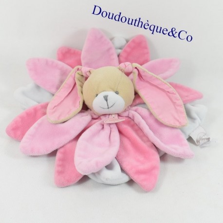 Doudou plat lapin DOUDOU ET COMPAGNIE Collector rose pétale DC2791 21 cm