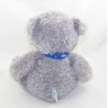 Plush bear LA GRANDE RECRE grey blue scarf flakes white 32 cm