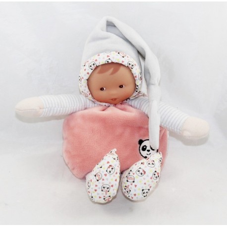 Poupée lutin COROLLE Happy Panda avec grelot rose blanc gris noir 26 cm