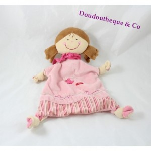 Doudou muñeca plana ESPRIT mariquita rosa pañuelo guisantes blancos