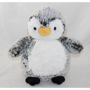 Peluche pingouin MONOPRIX chiné gris blanc Aurora World 28 cm