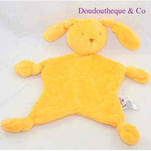 Flat cuddly toy rabbit CANDIDE orange 4 knots