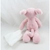 Peluche peluche topo giocattolo BEAR STORY Fazzoletto rosa dolce bianco 30 cm