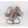 Doudou lapin KALOO Je suis un Rouge Kaloo marron chiné nez rouge 18 cm