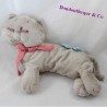 JacADI beige gato toalla azul libélula rosa bufanda rosa 30 cm