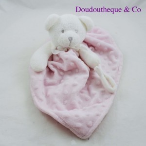 Flat cuddly toy bear KING BEAR pink pea relief