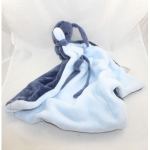 Doudou couverture lapin NATTOU Lapidou bleu marine et bleu 40 cm